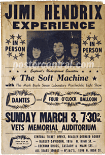 jimi Hendrix experience poster vets memorial auditorium